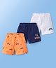 Doodle Poodle Cotton Above Knee Length Shorts Text & Animals Print Pack Of 3 - Navy Peony Melange & Peach Fuz