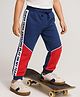 Babyhug Cotton Looper Knit Full Length  Lounge Pant with Text Print- Navy Red