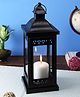 Hosley Classic Style Glass Iron Hanging Lantern with One Pillar Candle - Black