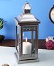 Hosley Classic Style Glass Iron Lantern with One Pillar Candle - Silver