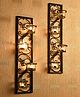 Hosley Set of 2 Clear Glass Tealight Candle Holders in Black Frame with 8 Tea Lights