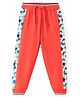Babyhug Cotton Knit  Full Length Lounge Pant with Football Print - Red