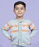 Greendeer Full Sleeves Fox Design Detailed Jacquard 100% Cotton Sweater - Powder Blue & Orange