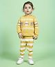 Greendeer 100% Cotton Full Sleeves  Bear Detailed Jacquard Sweater With Pant   - Mimosa Yellow