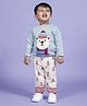 Greendeer Christmas Theme Jacquard 100% Cotton Full Sleeve Hearth Warming Bear Sweater With  Lower - Cream & Powder Blue