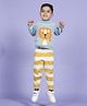 Greendeer  Jacquard 100% Cotton Full Sleeves Delighted Lion Design Sweater With Lower - Powder Blue & Mimosa Yellow