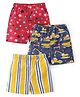 Babyhug Cotton Woven Regular Boxers Stars & Trucks Print Pack of 3 - Red Yellow & Blue