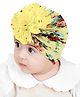 Babymoon Floral Printed & Applique Detailed Turban Beanie Cap -  Yellow-  Diameter 19 Cms