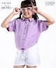 Arias Linen Half Sleeves Front Tie Knot Shirt With Shorts Solid Colour - Orchid Boom & White