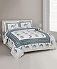 Uniqchoice Floral Printed King Size Bedsheet with 2 Pillow Cover - Blue