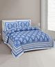 Uniqchoice Floral Printed King Size Bedsheet with 2 Pillow Cover - Blue