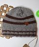 Shilpshakti Unisex  Colour Blocked Handmade Woolen Cap - Light Grey  & Brown