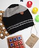 Shilpshakti Unisex Colour Blocked Handmade Woolen Cap - Light Grey  & Black-  Diameter 38 Cms