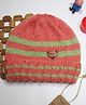 Shilpshakti Striped Designed Handmade Woollen   Cap - Orange & Green