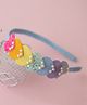 Ribbon candy Shimmer Detailed Heart & Pearl Embellished  Hair Band - Light Blue Purple Pink Yellow