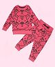 Be Awara Full Sleeves Tiger Printed Coordinating Cotton Sweatshirt & Joggers Set - Red