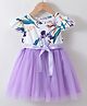 Kookie Kids Cap Sleeves Floral Printed Frock with Net Detailing - Purple