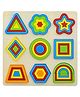WISHKEY Wooden Shapes Puzzle Learning Toy, Montessori Brain Teaser Puzzle Board with 9 Geometric Shapes, Interactive Game Educational Toys for Kids, Multicolour, 3+ Years (Pack of 1)