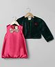 BYB PREMIUM CHERRY RED BALLON DRESS WITH GREEN JACKET