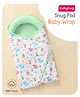 Babyhug Premium Cotton Snug Pod Baby Wrap Animal Print- White & Green