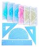Toyshine Pack of 6 Protractor and Ruler Set  1 straight ruler  1 Rriangular ruler  1 Triangular ruler 1 protractor  A Four pc Set