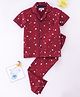 Nite Flite Half Sleeves All Over Stars Printed Coordinating Night Suit - Red