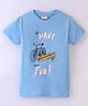 Lazy Bones Sinker Knit Half Sleeves T-Shirt Cycle Print -Blue
