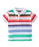 Babyhug 100% Cotton Knit Half Sleeve Polo T-Shirt with Stripes - White Red & Green