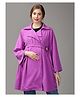 The Mom Store Full Sleeves Solid Maternity Trench Coat With Nursing Access - Lavender