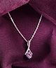 CLARA 925 Sterling Silver Rhodium Plated Swiss Zirconia Pink Solitaire Pendant Chain Necklace Gift for Women and Girls