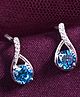 CLARA 925 Sterling Silver Rhodium Plated Swiss Zirconia Isla Earrings Gift - Blue