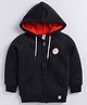 giniekids Full Sleeves Solid Fleece Hooded Sweat Jacket - Black