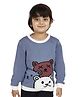 JoE Hazel Full Sleeves Grizzly Bear Design Detailed  Pullover - Sky Blue