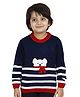 JoE Hazel Full Sleeves Teddy Bear Design Detailed  Pullover - Navy Blue