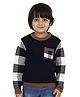 JoE Hazel Full Sleeves Checked Design Detailed  Pullover - Navy Blue