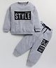 CUTOPIES Full Sleeves Rocking Style Tee With Coordinating Pant - Deep Grey