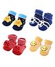 Mumslap Pack Of 4 Star & Sun  Applique Detailed Anti Skid Cotton Socks - Multi Colour
