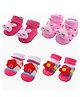 Mumslap Pack Of 4 Bunny  & Flower  Applique Detailed Anti Skid Cotton Socks - Multi Colour