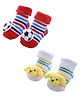 Mumslap Pack Of 2 Football & Animal Detailed Anti Skid Socks - Red And Yellow