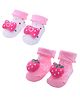 Mumslap Pack Of 2 Bow & Strawberry Detailed Anti Skid Socks -  Pink