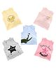 MumsLap  Pack Of 5 100% Cotton Sleeveless Animals  & Star Printed Vests - Multi Colour