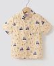 Kookie Kids Half Sleeves Car Printed Shirt - Yellow