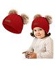 Bembika Baby Hat for Girls Infant Pom Pom Beanie Kids Red - Diameter 18.5 to 40 cm