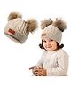 Bembika Baby Hat for Girls Infant Pom Pom Beanie Kids Beige - Diameter 18.5 to 40 cm