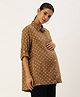 Blush 9 Full Sleeves Heart Printed Shirt Style Top - Brown