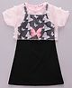 Kookie Kids Frock with Half Sleeves Shrug Butterfly Print - Pink & Black