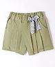 Kookie Kids Knee Length Solid Shorts with Bow - Olive