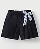 Kookie Kids Knee Length Solid Shorts with Bow - Navy