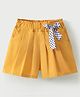 Kookie Kids Knee Length Solid Shorts with Bow - Yellow