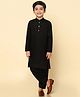 KISAH Full Sleeves Solid Dyed Cotton Blend Kurta Patiala  Set  - Black